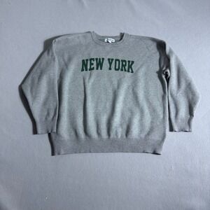 Urban Weekend New York Graphic Crewneck Sweater Grey Green Mens XL Collegiate